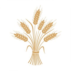 Golden Wheat Sheaf Illustration on White Background