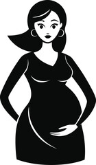 Pregnant women silhouette vector on white background