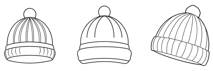 Minimalist Beanie line art vector illustration on a white background