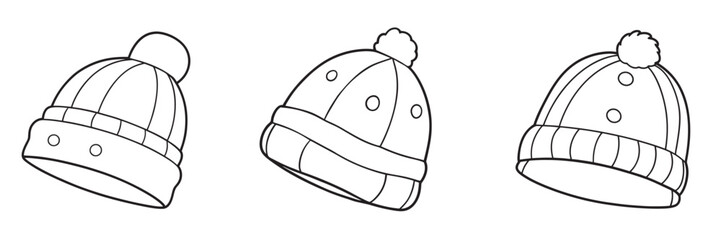 Minimalist Beanie line art vector illustration on a white background