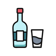 Liquor Glass and Bottle Drink Icon Design