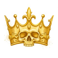 Golden Skull Crown Illustration on White Background