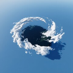 Naklejka premium Unreal Engine dusk world with slow rotating spiral over black sea
