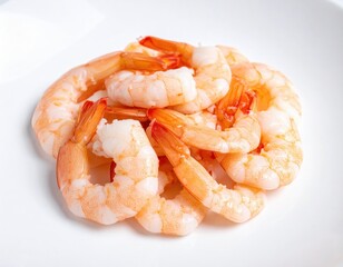 Fresh Cooked Shrimp On White Plate