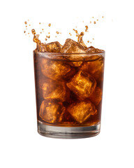 Refreshing beverage with ice cubes sparkling in a glass under warm lighting during a summer afternoon gathering