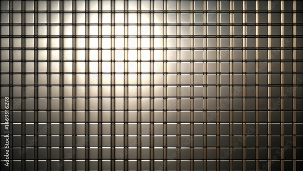Fototapete Abstract Metallic Grid Pattern with Subtle Light Variations and a Regular Structure