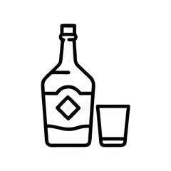 Whiskey Glass and Bottle Drink Icon Design