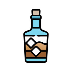 Whiskey Glass and Bottle Drink Icon Design