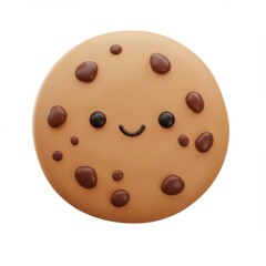 Fototapeta premium Cute Cartoon Chocolate Chip Cookie with a Smile