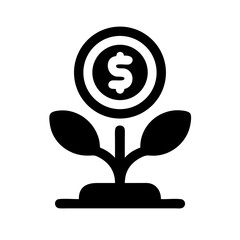 Coin Growing from Plant Finance Icon Design