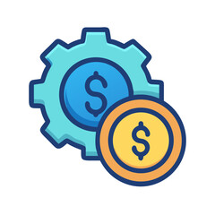 Coin with Settings Gear Finance Icon Design