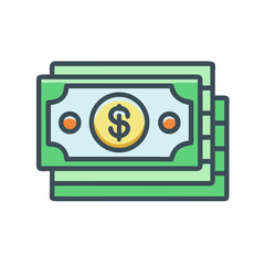 Stacked Dollar Bills Currency Icon Design