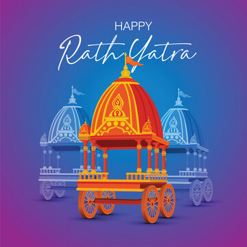 Traditional Indian Rath Yatra Poster Design &ndash; Lord Jagannath, Balabhadra, Subhadra