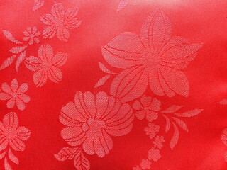 Red floral pattern silk texture for Hanbok