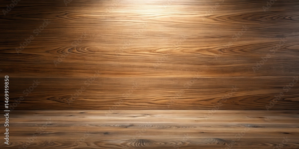 Leinwandbilder illuminated wooden surface a studio backdrop featuring rich brown tones and subtle grain patterns, i