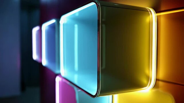 Colorful glowing geometric shapes