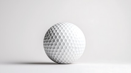 White Golf Ball Isolated on White Background 3D Rendering
