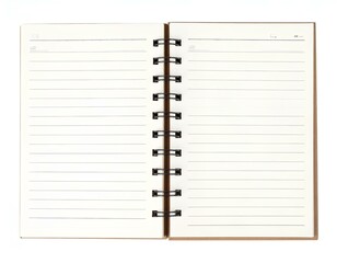 Blank Spiral Notebook Open on White Background Ideal for Notes and Ideas Perfect for Students and Professionals