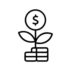 Plant Growing with Coins Investment Icon Design