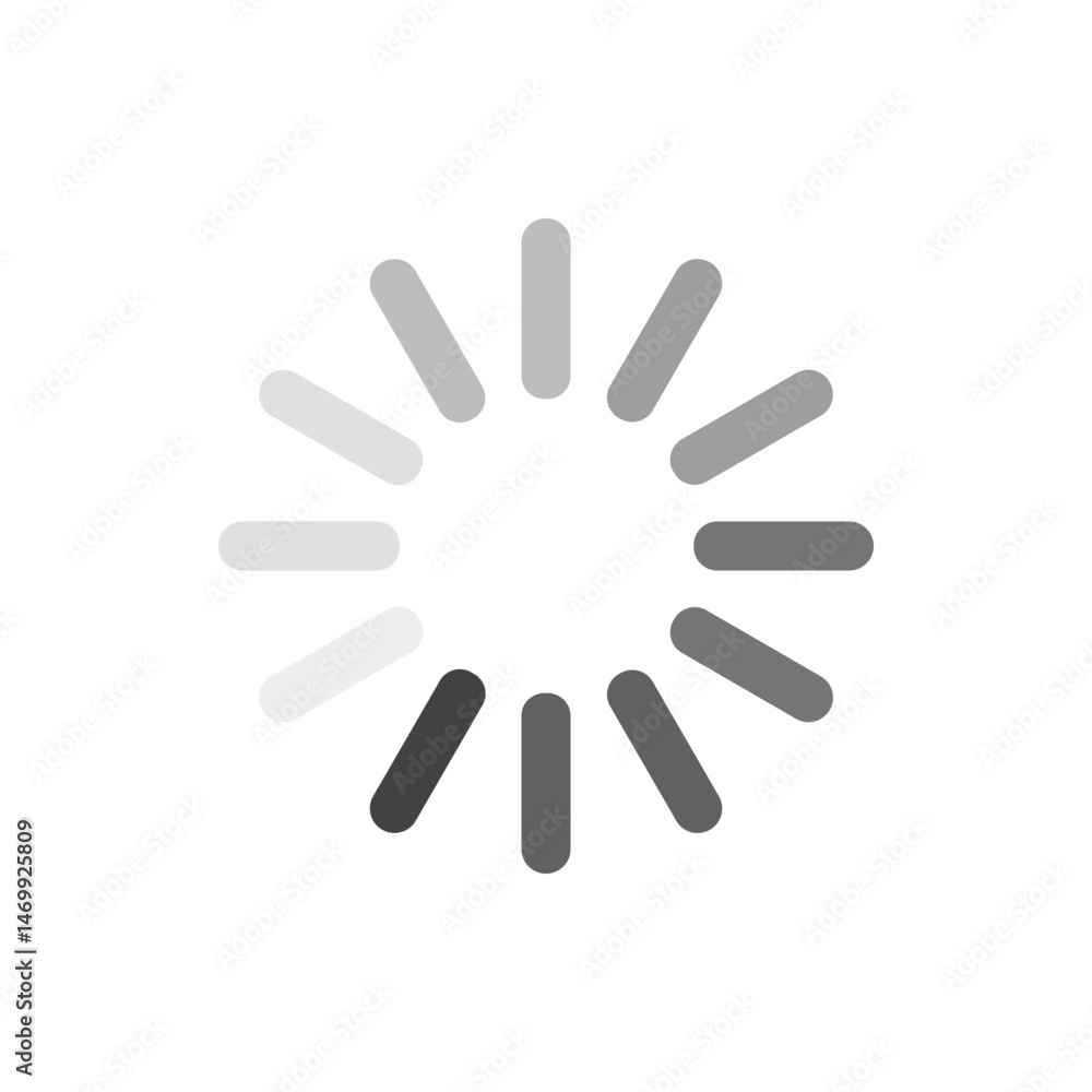 Poster circular array of gray bars arranged in a loading pattern against a white background illustration ar