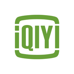 Green iqiyi logo with rounded rectangle border and stylized font on a white background image display