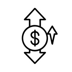 Dollar Currency Growth Direction Icon Design