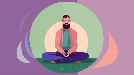 A man relaxing against a colorful background, representing calmness, peace, and personal tranquility with vibrant colors.

