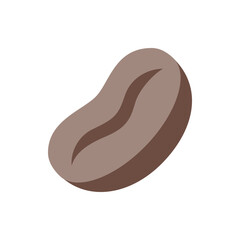 Illustration of a single coffee bean with a brown color and a dark brown line in the middle of it