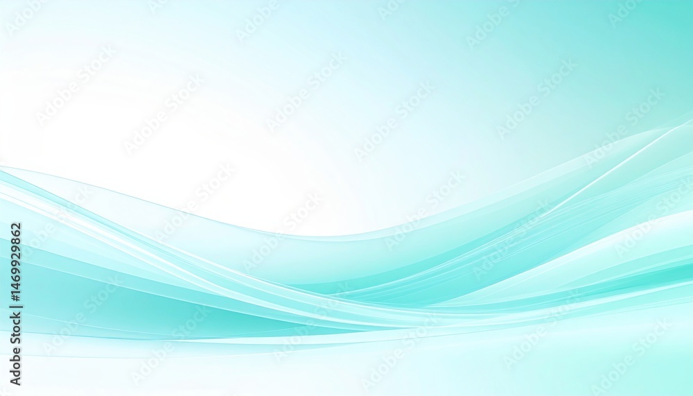 Poster flowing waves of tranquil aqua abstract digital art smooth patterns serene environment wide-angle pe