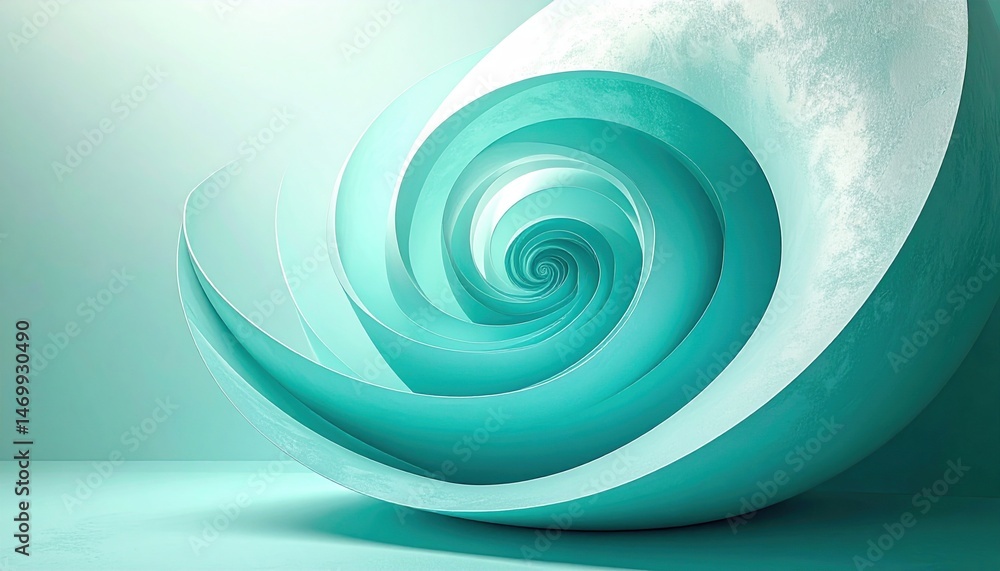Poster dynamic spiral motion abstract design digital art soft color palette close-up perspective visual har