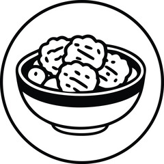 vector illustration of food in a bowl on transparent background