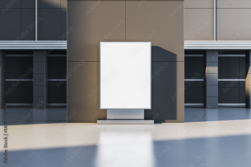 Aufkleber blank vertical advertising billboard mockup in modern urban environment with clean light reflections