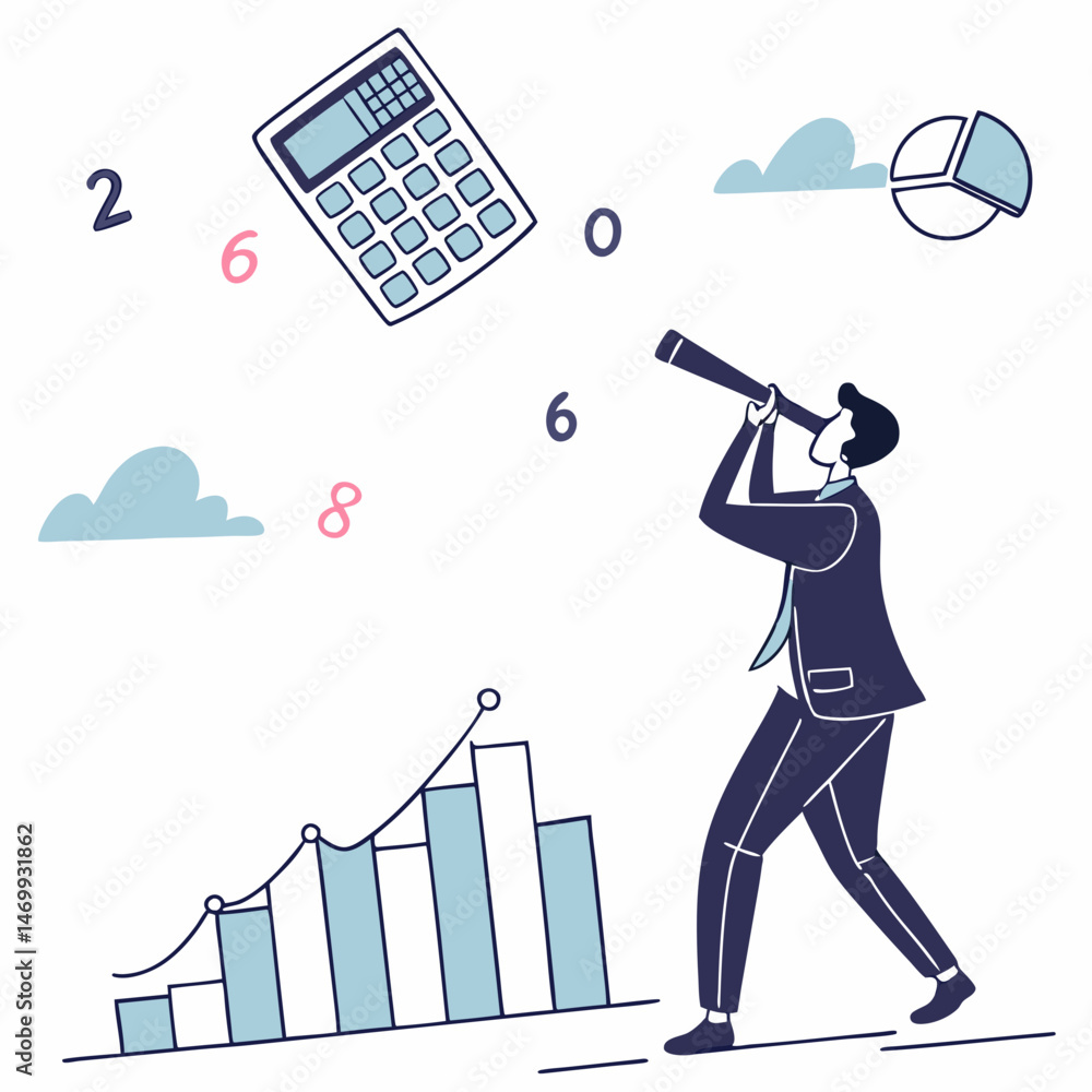 Poster business professional analyzing data cloud computing and technological advancement concept
