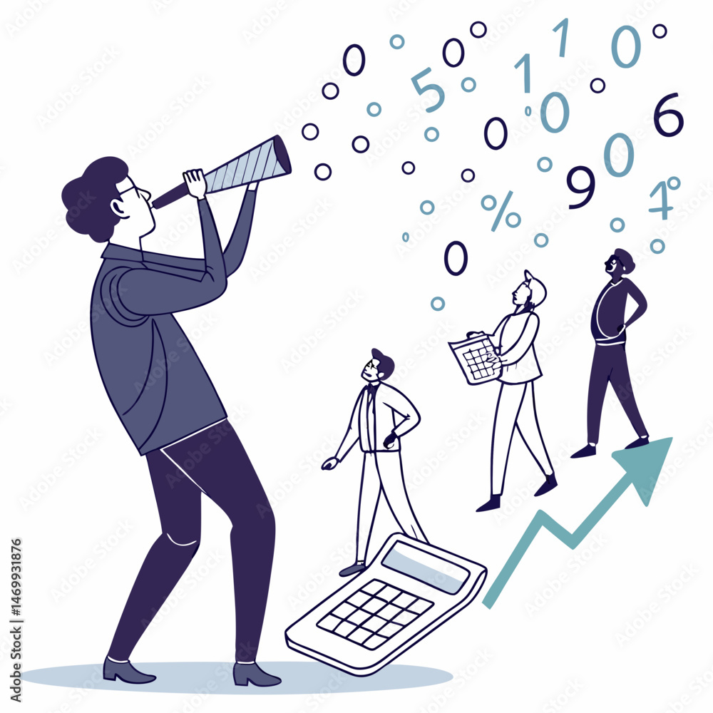 Poster cloud computing illustration of data analysis and digital financial concepts