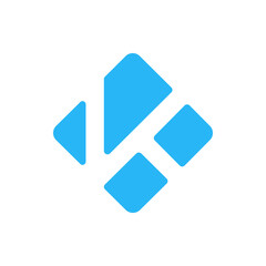 Illustration of a light blue abstract geometric shape composed of four distinct diamond elements design on white