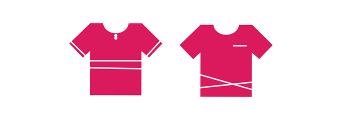 T-shirt size vector icon set in black color isolated on a white background. Clothing size label or tag. From xs to xxl. T-shart icon collection. Flat style. Vector illustration.