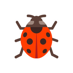 Illustration of a ladybug with red body and black spots, featuring brown legs and head in a simple style