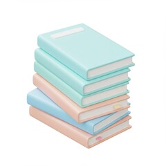 Stack of Pastel-Colored Books 3D Render