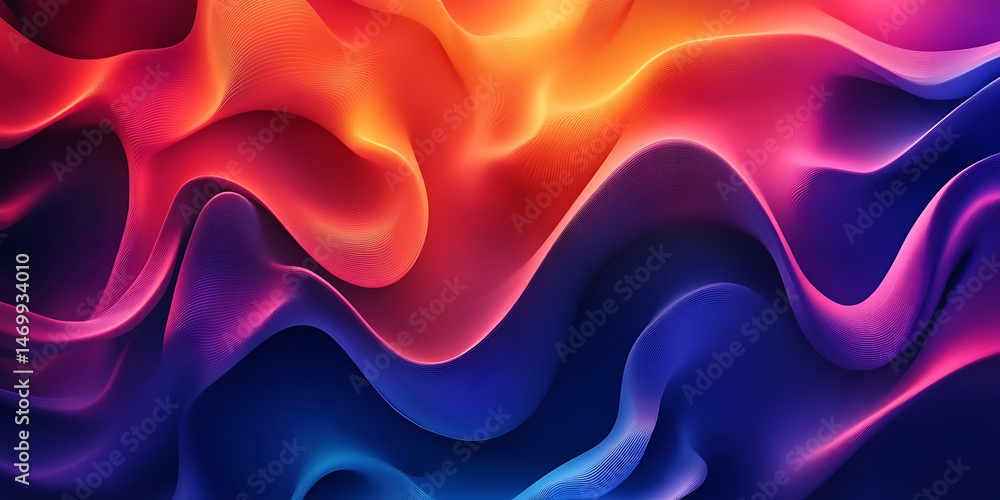Poster colorful abstract wavy background with dynamic lines and fluid shapes for modern designs or creative