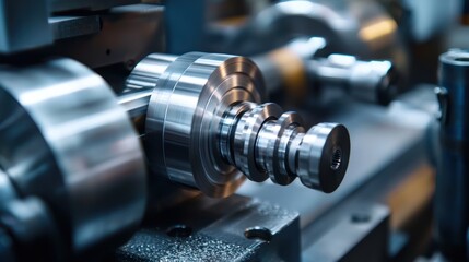 Naklejka premium Close-up of a lathe machine shaping metal