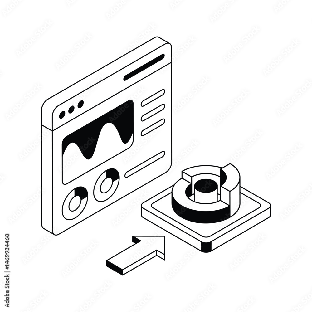 Wall mural website analytics icon creatively designed in isometric style