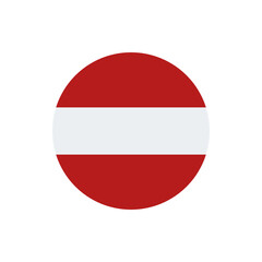 A circular austrian flag featuring a red and white horizontal stripe design on a white background circle