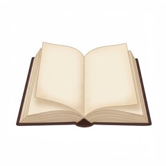 Open Book with Blank Pages on White Background