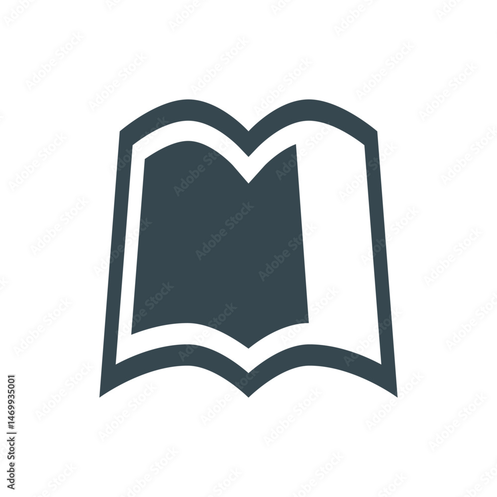 Poster open book with a dark left page and a white right page in a simple and modern vector illustration