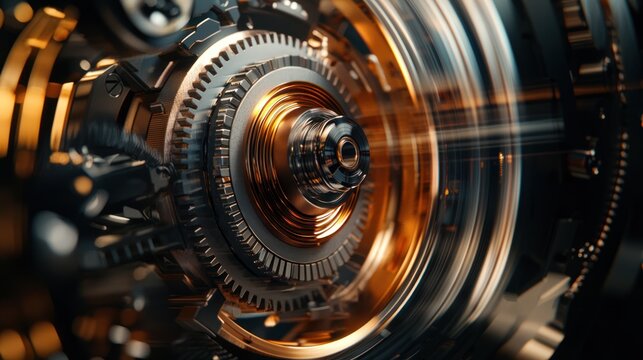 Close-up of mechanical gears in motion