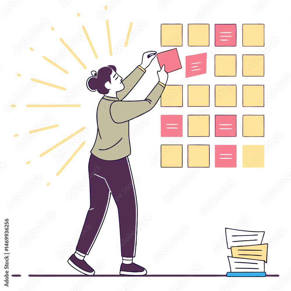 Aufkleber conceptual illustration depicting data analysis and business chart visualization
