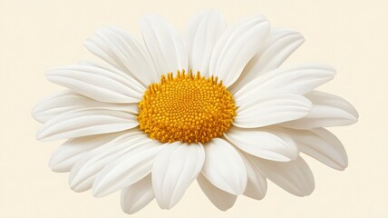 Fototapeta premium White Daisy Flower with Yellow Center on Pale Background