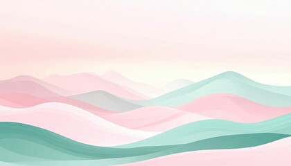 Gentle waves of colorful hills abstract landscape digital artwork soft environment aesthetic viewpoint serene concept