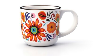Colorful Floral Mug on the white background