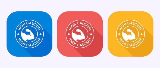 High calcium icon design illustration, High calcium label, logo, sign, symbol, in shadow button design